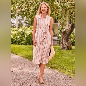 APRIL CORNELL sleeveless pink floral stripe buttondown cotton dress size medium